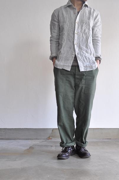 OMNIGOD/オムニゴッド ワイドスプレッドカラー ストライプリネンシャツ