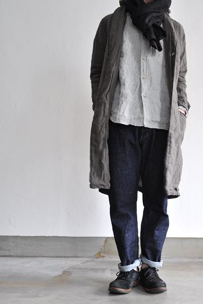 OMNIGOD/オムニゴッド ワイドスプレッドカラー ストライプリネンシャツ