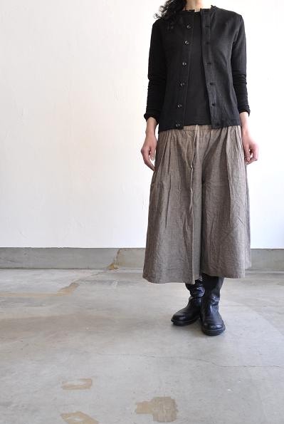 kapital/キャピタル 綿麻シャンブレー ハイウエストラップキュロット