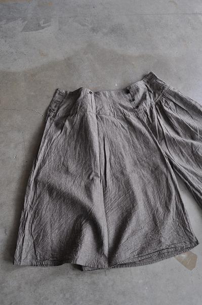 kapital/キャピタル 綿麻シャンブレー ハイウエストラップキュロット