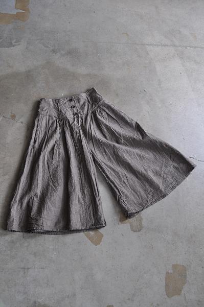 kapital/キャピタル 綿麻シャンブレー ハイウエストラップキュロット