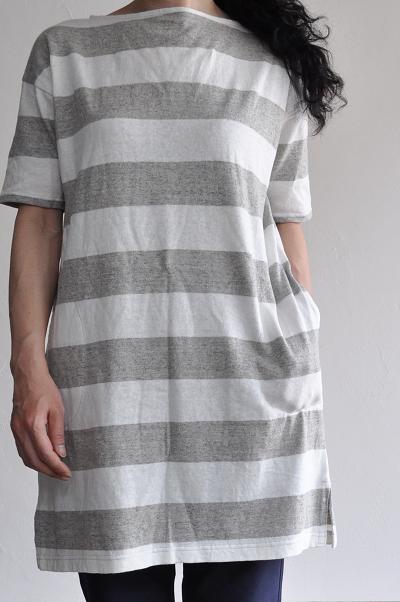 prit/プリット 25/2コットンリネンボーダー ボートネックチュニック