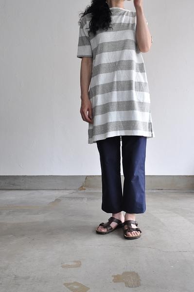 prit/プリット 25/2コットンリネンボーダー ボートネックチュニック