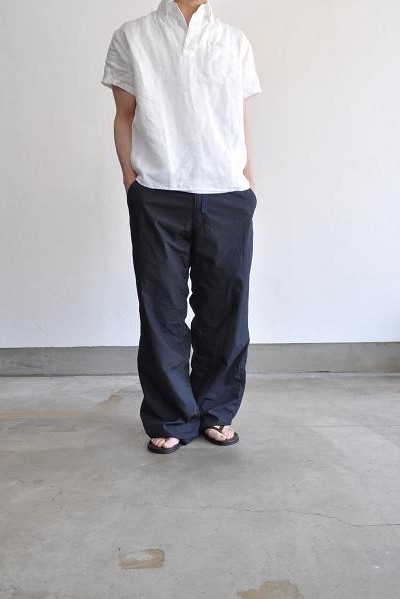 LOLO/ロロ 麻 BDプルオーバー三本針 半袖シャツ