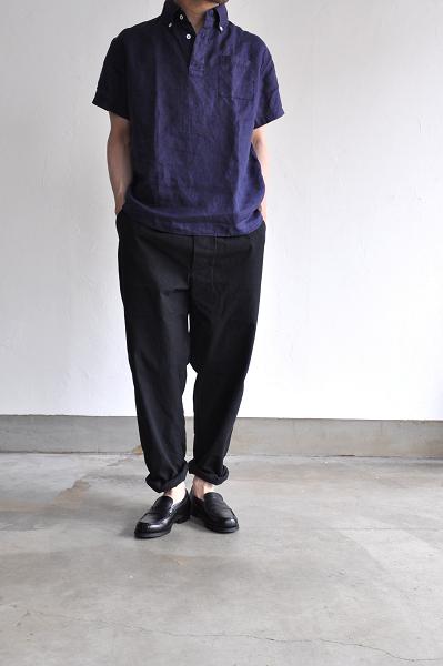 LOLO/ロロ 麻 BDプルオーバー三本針 半袖シャツ