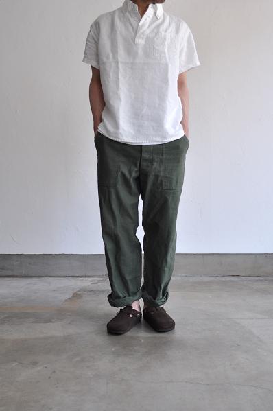 LOLO/ロロ 麻 BDプルオーバー三本針 半袖シャツ
