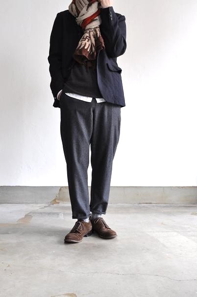 etre Pieds nus/エートル・ピエ・ニュ SHARKSKIN WOOL FLANNEL SLIM PANTS/フランネル スリムパンツ