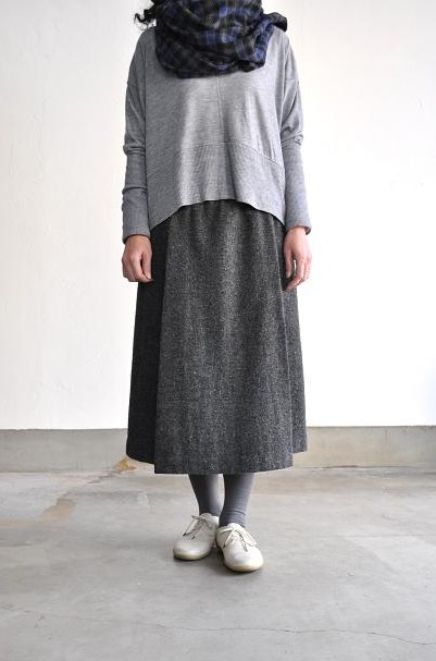 etre Pieds nus/エートル・ピエ・ニュ Lomond Tweed Pleats & Gather Skirt/プリーツ&ギャザー スカート