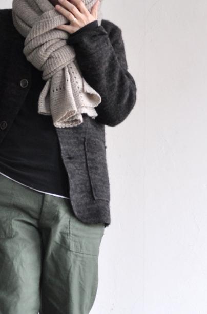 etre Pieds nus/エートル・ピエ・ニュ カシミア ガーター ラージ ショール/Cashmere Garter Large Shawl<br />