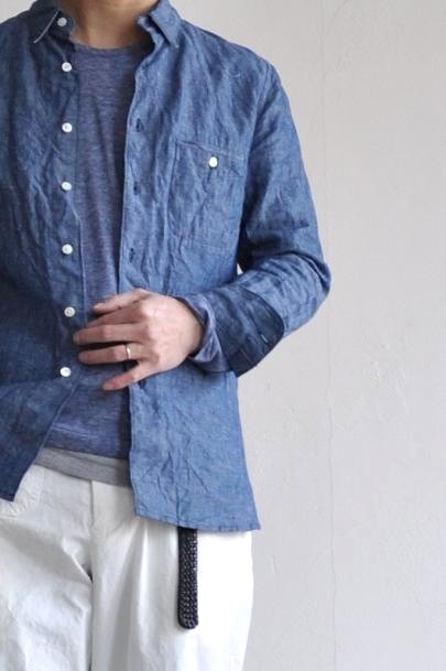STILL BY HAND/スティルバイハンド コットンリネンシャンブレー 隠しBDシャツ
