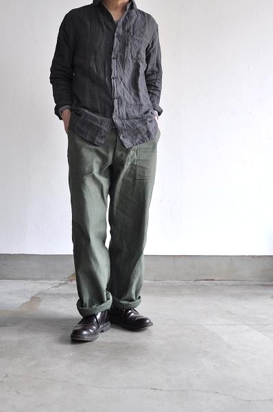 jujudhau/ズーズーダウ シャツ/ROUND COLLAR(LINEN GRAY)