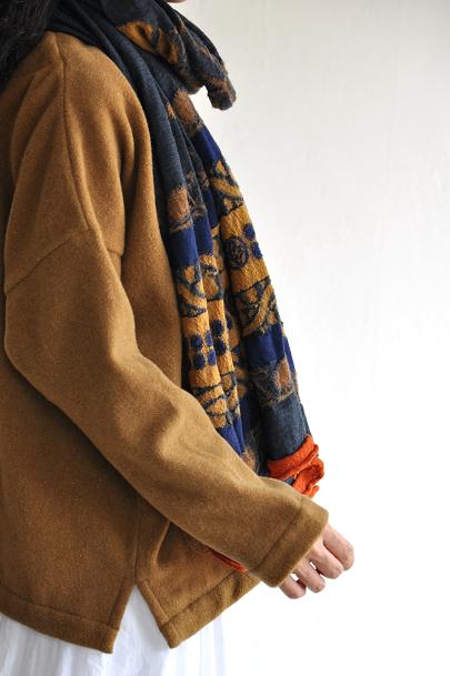 jujudhau/ズーズーダウ DOUBLE BOTTON SHIRTS WOOL CAMEL WOOL COTTON BLACK