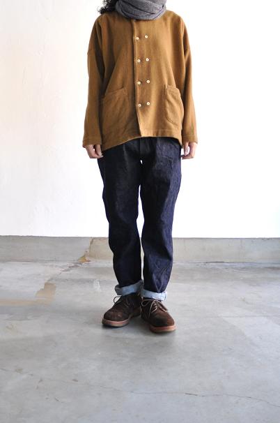 jujudhau/ズーズーダウ DOUBLE BOTTON SHIRTS WOOL CAMEL WOOL COTTON BLACK