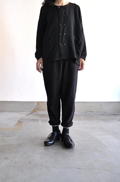 jujudhau/ズーズーダウ DOUBLE BOTTON SHIRTS WOOL CAMEL WOOL COTTON BLACK