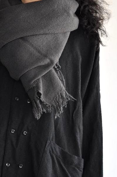 jujudhau/ズーズーダウ DOUBLE BOTTON SHIRTS WOOL CAMEL WOOL COTTON BLACK