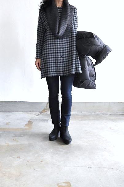 jujudhau/ズーズーダウ BOTH SIDE TUNIC(W/C GRAY CHECK)