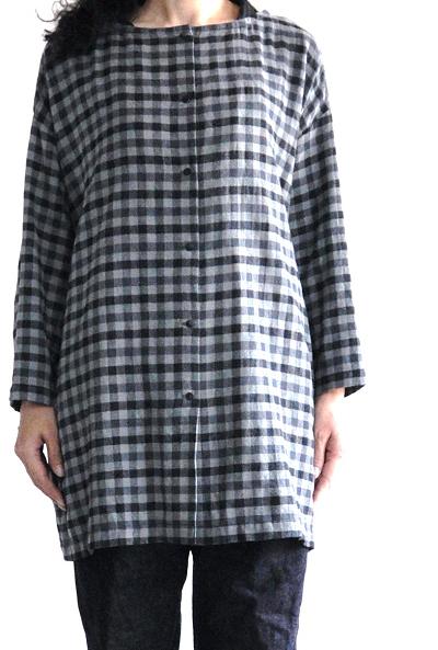 jujudhau/ズーズーダウ BOTH SIDE TUNIC(W/C GRAY CHECK)