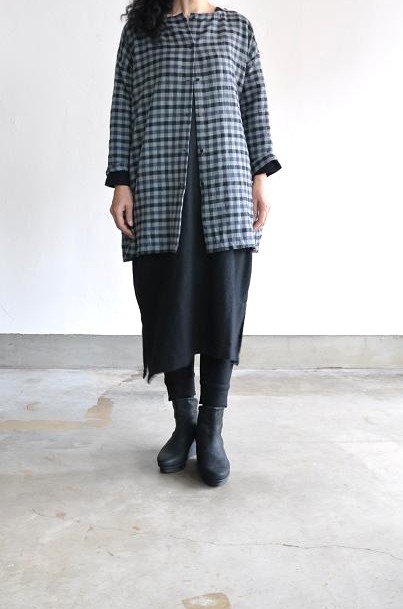 jujudhau/ズーズーダウ BOTH SIDE TUNIC(W/C GRAY CHECK)